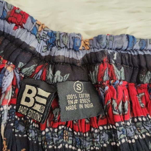 Vtg Basic Editions Maxi Skirt Small Colorful‎ Pleated Boho Hippie Floral Unlined - Picture 4 of 11